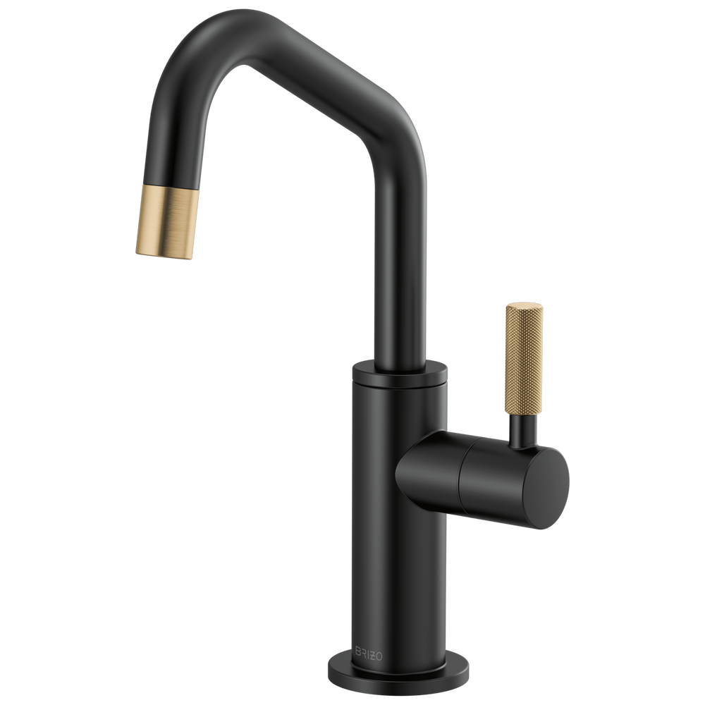 Brizo Litze: Beverage Faucet with Angled Spout and Knurled Handle - / Rectan