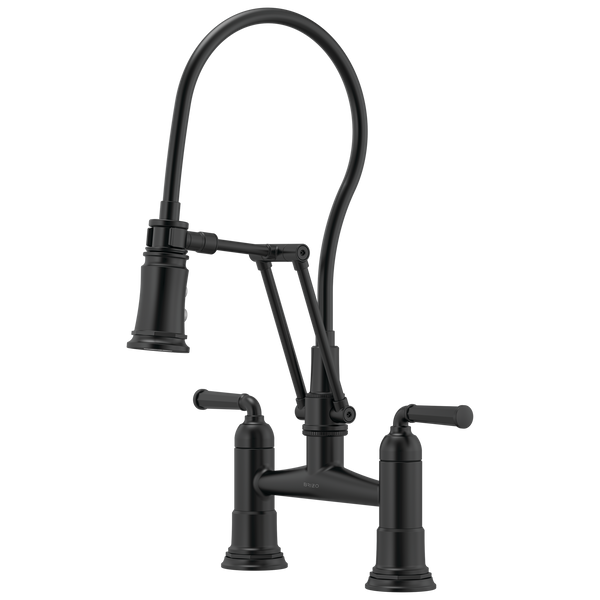 Brizo Rook: Articulating Bridge Faucet - / Rectangle w/ Brizo Logo - BL11 / Standard