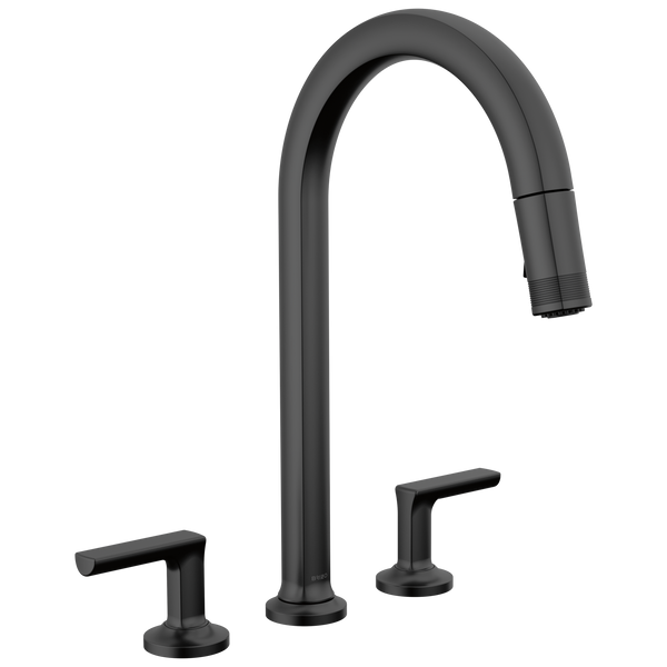 Brizo Kintsu: Widespread Pull-Down Faucet with Arc Spout - Less Handles - / HK006-BL / B