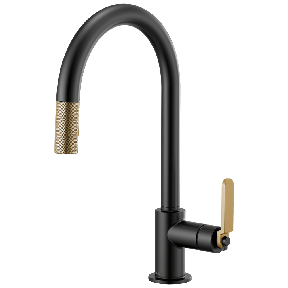 Brizo Litze: Pull-Down Faucet with Arc Spout and Industrial Handle - / Recta