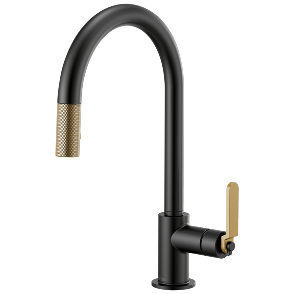 Brizo Litze: Pull-Down Faucet with Arc Spout and Industrial Handle - / Recta