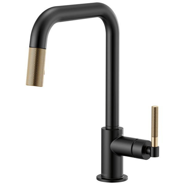 Brizo Litze: Pull-Down Faucet with Square Spout and Knurled Handle - / Recta