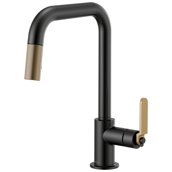 Brizo Litze: Pull-Down Faucet with Square Spout and Industrial Handle - / Re