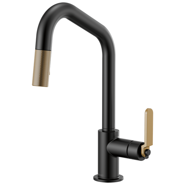 Brizo Litze: Pull-Down Faucet with Angled Spout and Industrial Handle - / Re