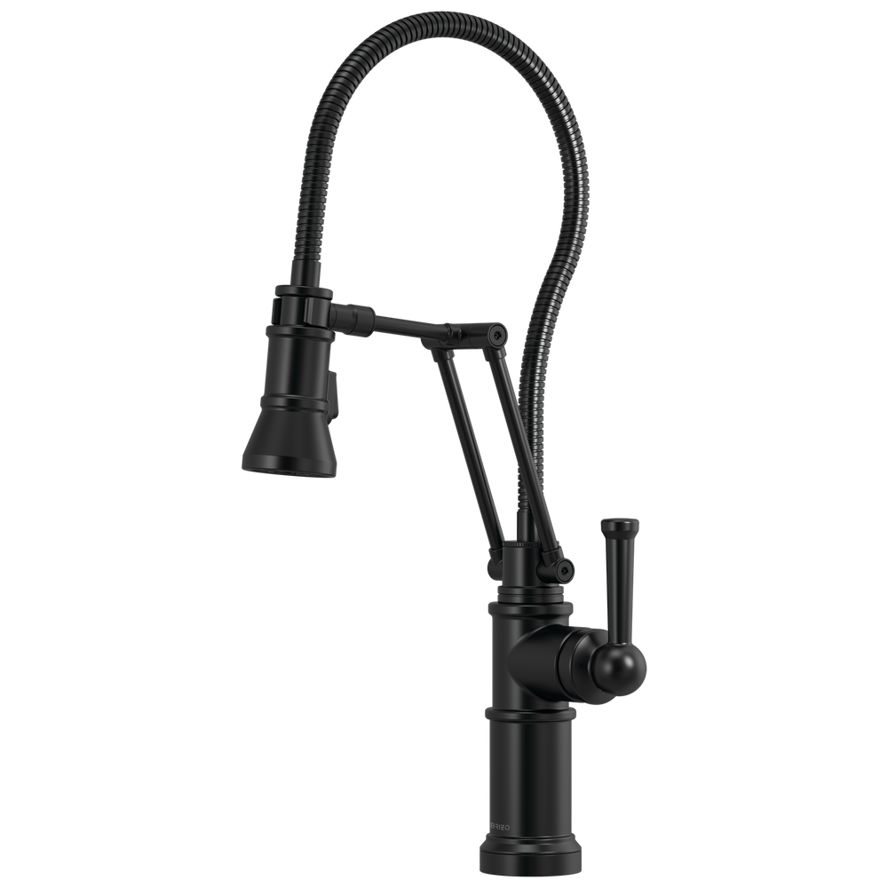 Brizo Artesso: Articulating Faucet With Finished Hose - / Rectangle w/ Brizo Logo - BL55