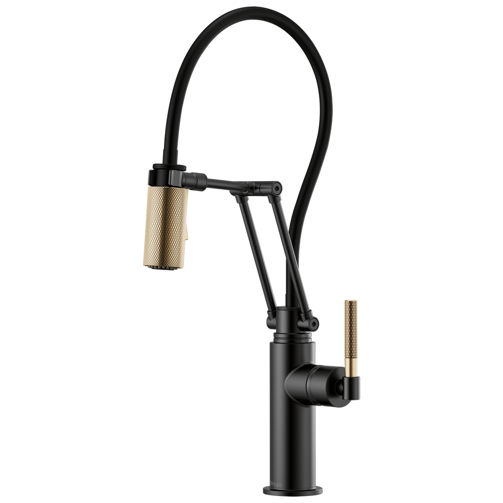 Brizo Litze: Articulating Faucet with Knurled Handle - / Rectangle w/ Brizo