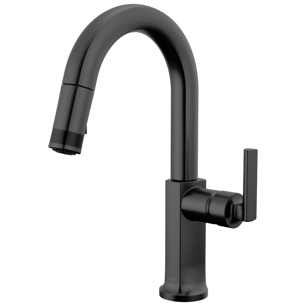 Brizo Kintsu: Pull-Down Prep Faucet with Arc Spout - Less Handle - / HLK006-BL / BL55 /