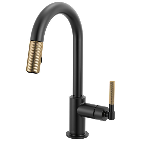 Brizo Litze: Pull-Down Prep Faucet with Arc Spout - Knurled Handle - / Recta