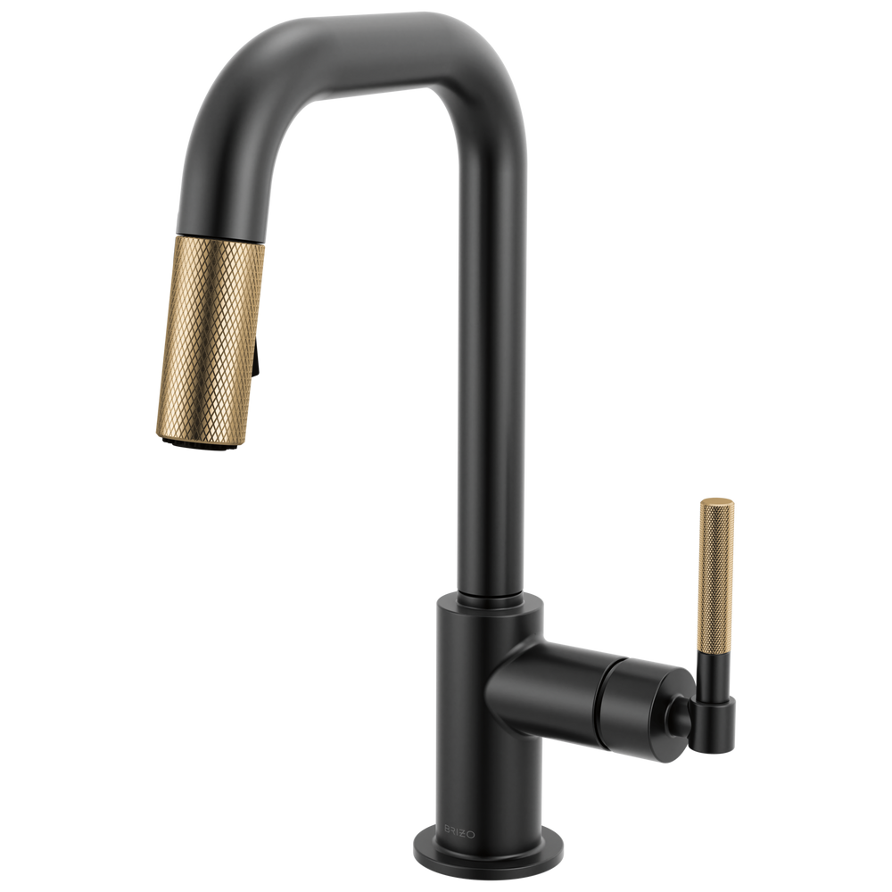 Brizo Litze: Pull-Down Prep Faucet with Square Spout - Knurled Handle - / Re
