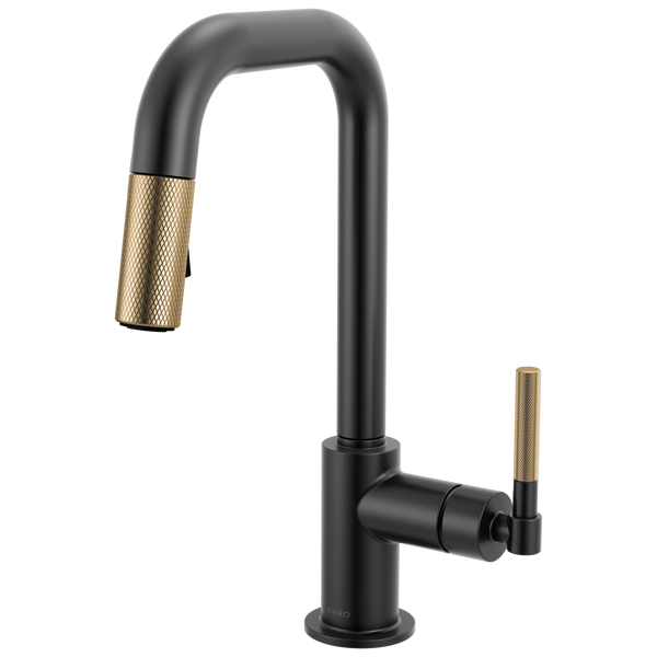 Brizo Litze: Pull-Down Prep Faucet with Square Spout - Knurled Handle - / Re