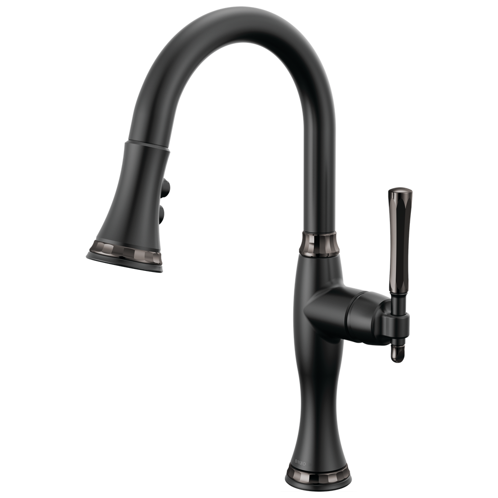 Brizo The Tulham Kitchen Collection by Brizo: Pull-Down Prep Kitchen Faucet - Matte Black / Black On