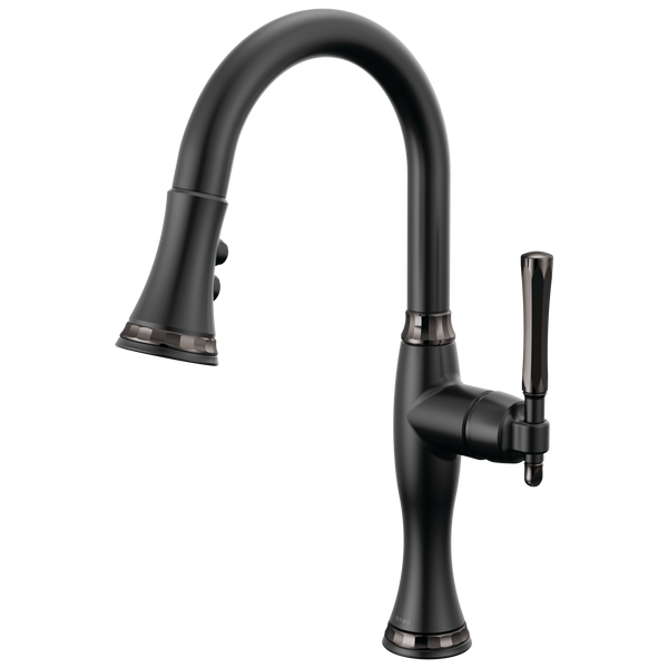 Brizo The Tulham Kitchen Collection by Brizo: Pull-Down Prep Kitchen Faucet - Matte Black / Black On