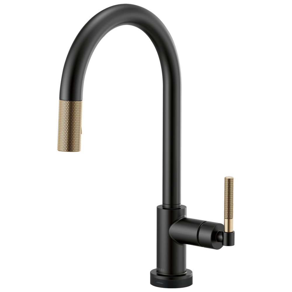 Brizo Litze: SmartTouch Pull-Down Kitchen Faucet with Arc Spout and Knurled Handle - Matte Black / L