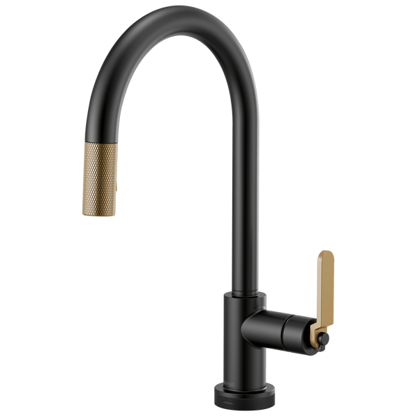 Brizo Litze: SmartTouch Pull-Down Kitchen Faucet with Arc Spout and Industrial Handle - Matte Black