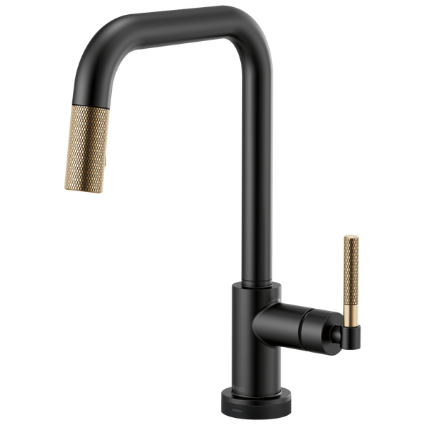 Brizo Litze: SmartTouch Pull-Down Kitchen Faucet with Square Spout and Knurled Handle - Matte Black