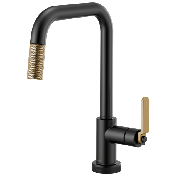Brizo Litze: SmartTouch Pull-Down Kitchen Faucet with Square Spout and Industrial Handle - Matte Bla