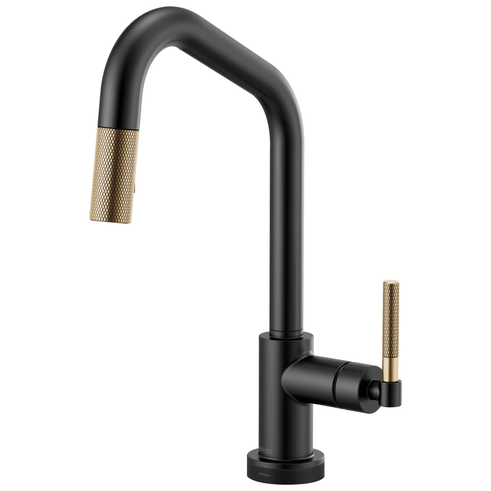 Brizo Litze: SmartTouch Pull-Down Kitchen Faucet with Angled Spout and Knurled Handle - Matte Black