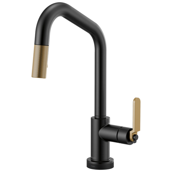 Brizo Litze: SmartTouch Pull-Down Kitchen Faucet with Angled Spout and Industrial Handle - Matte Bla