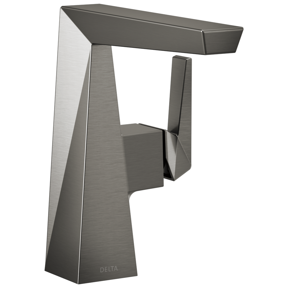 Delta Trillian: Single Handle Mid-Height Bathroom Faucet - Lumicoat Black Stainless / Curve w/o Tab