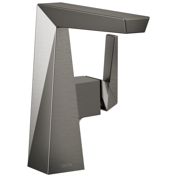 Delta Trillian: Single Handle Mid-Height Bathroom Faucet - Lumicoat Black Stainless / Curve w/o Tab