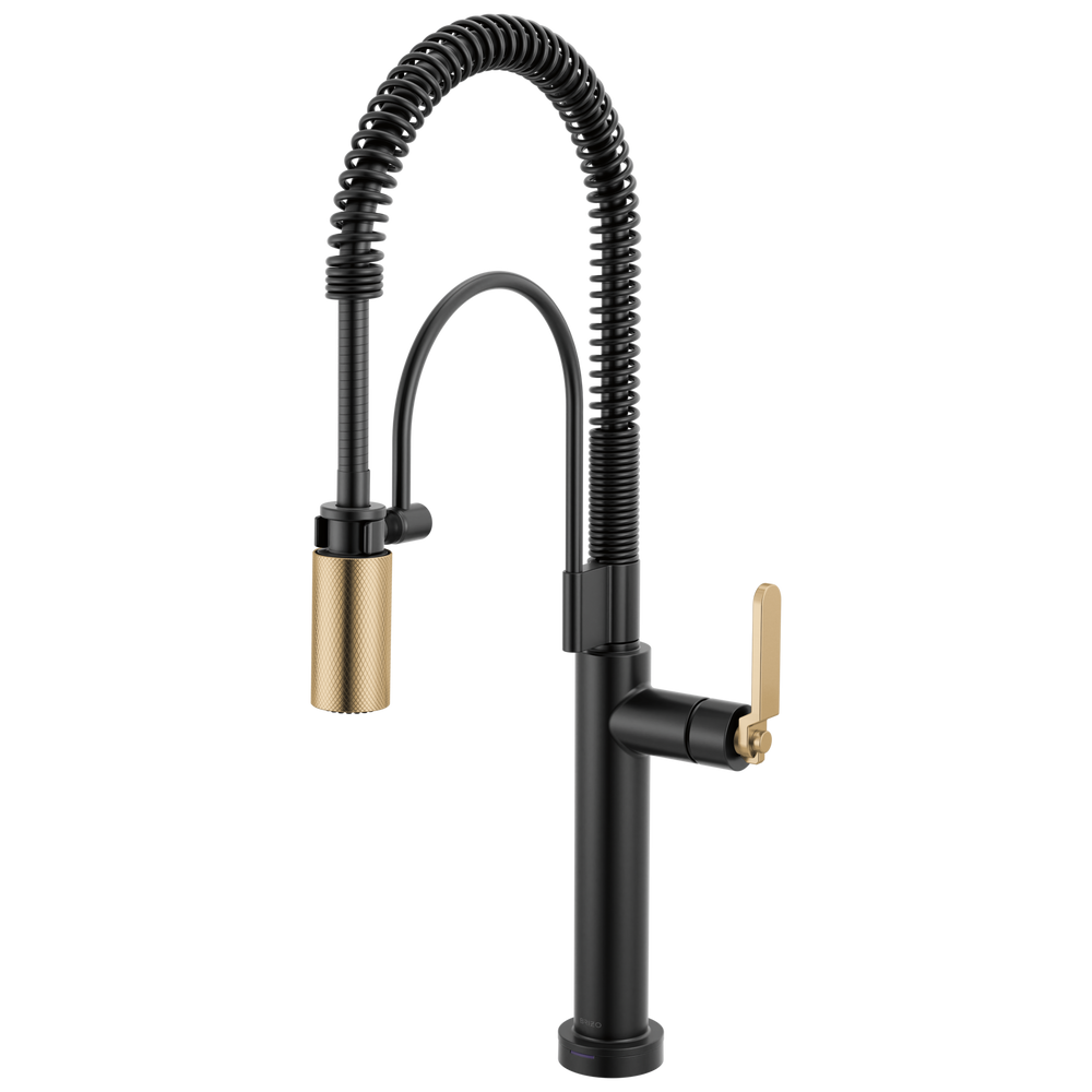 Brizo Litze: SmartTouch Semi-Professional Kitchen Faucet - Industrial Handle - Matte Black / Luxe Go
