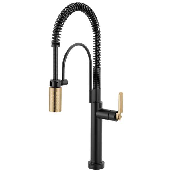 Brizo Litze: SmartTouch Semi-Professional Kitchen Faucet - Industrial Handle - Matte Black / Luxe Go
