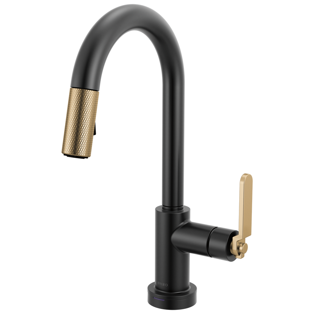 Brizo Litze: Smarttouch Pull-Down Prep Faucet with Arc Spout - Industrial Handle - Matte Black / Lux