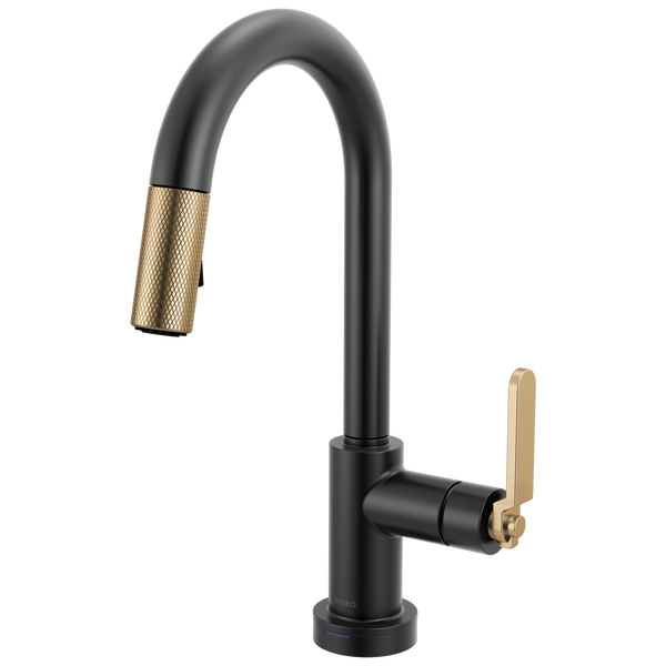 Brizo Litze: Smarttouch Pull-Down Prep Faucet with Arc Spout - Industrial Handle - Matte Black / Lux