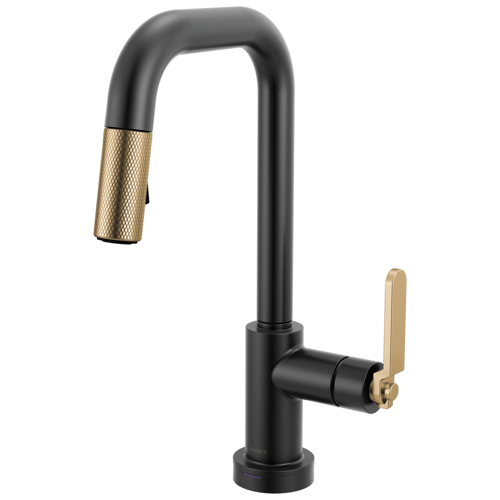 Brizo Litze: Smarttouch Pull-Down Prep Faucet with Square Spout - Industrial Handle - Matte Black /