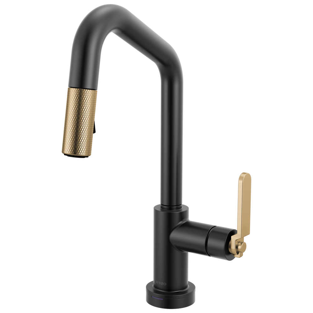 Brizo Litze: Smarttouch Pull-Down Prep Faucet with Angle Spout - Industrial Handle - Matte Black / L