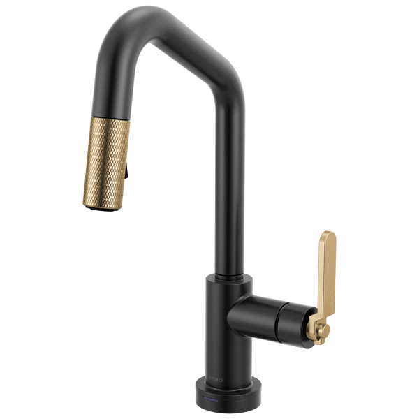 Brizo Litze: Smarttouch Pull-Down Prep Faucet with Angle Spout - Industrial Handle - Matte Black / L