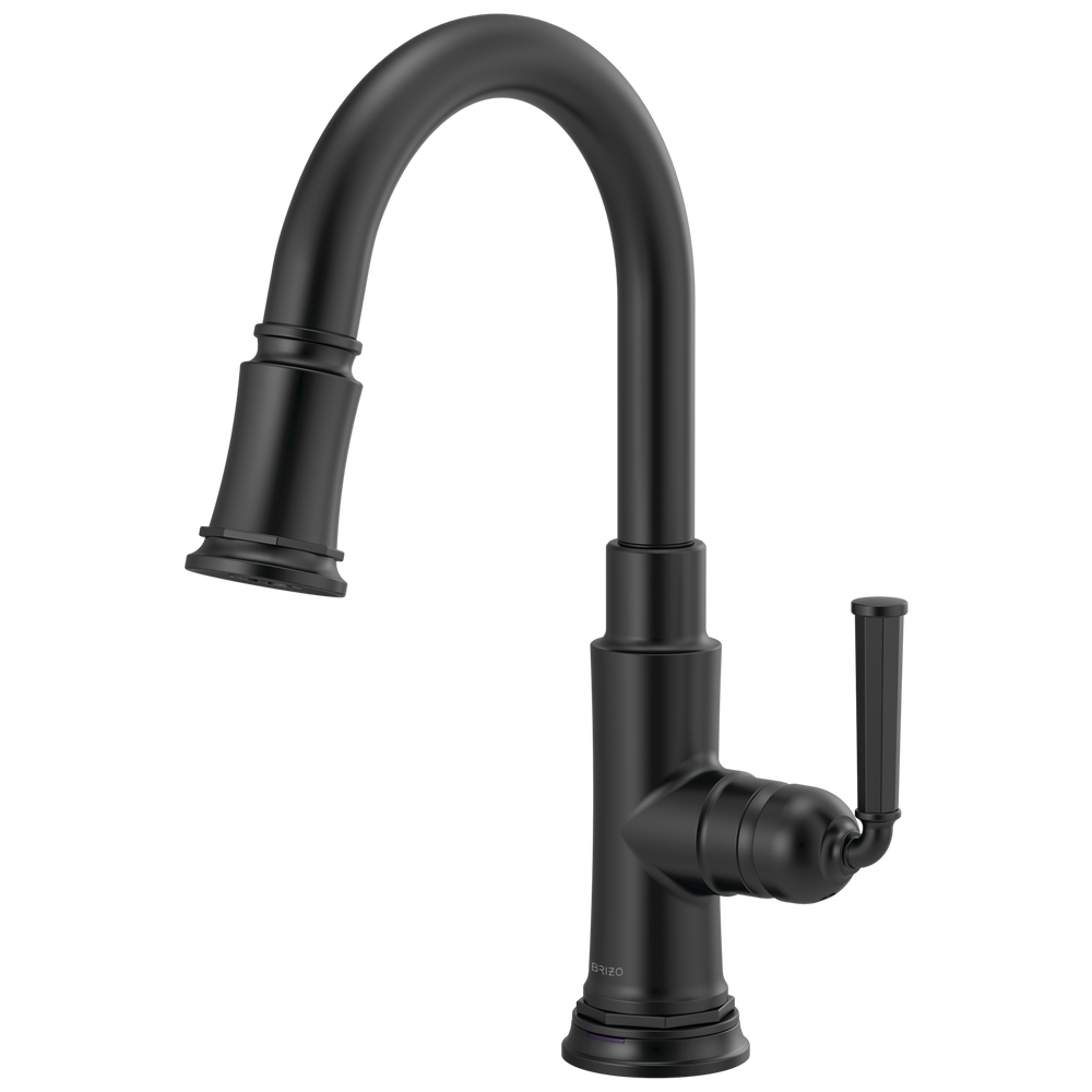 Brizo Rook: SmartTouch Pull-Down Prep Faucet - / Rectangle w/ Brizo Logo - BL5 / Standa