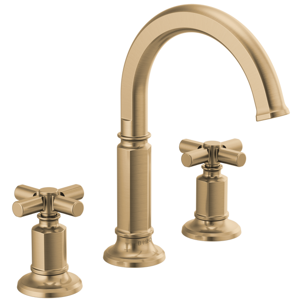 Brizo Invari: Widespread Lavatory Faucet with Arc Spout - Less Handles 1.5 GPM - Brilliance Luxe Gol
