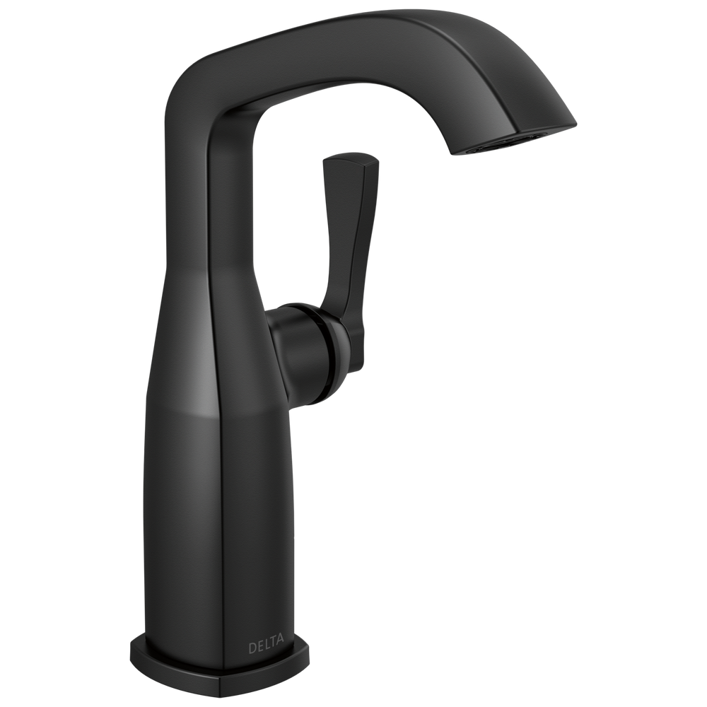 Delta Stryke: Single Handle Mid-Height Bathroom Faucet - / Curve w/o Tab - D6 / Standard