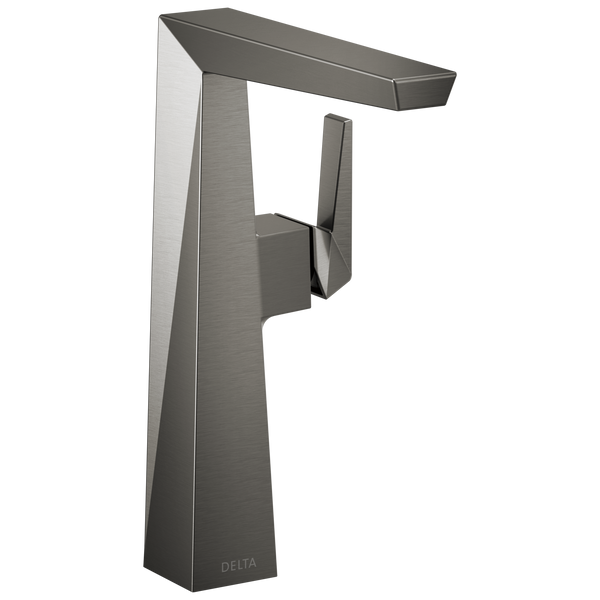 Delta Trillian: Single Handle Vessel Bathroom Faucet - Lumicoat Black Stainless / Curve w/o Tab - D6