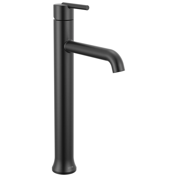 Delta Trinsic: Single Handle Vessel Bathroom Faucet - / Rectangle w/ Delta Logo - DL6 /