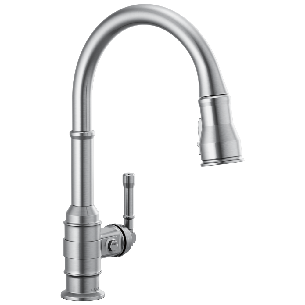 Delta Broderick: Single Handle Pull-Down Kitchen Faucet - / Curve w/o Tab - D6 / St