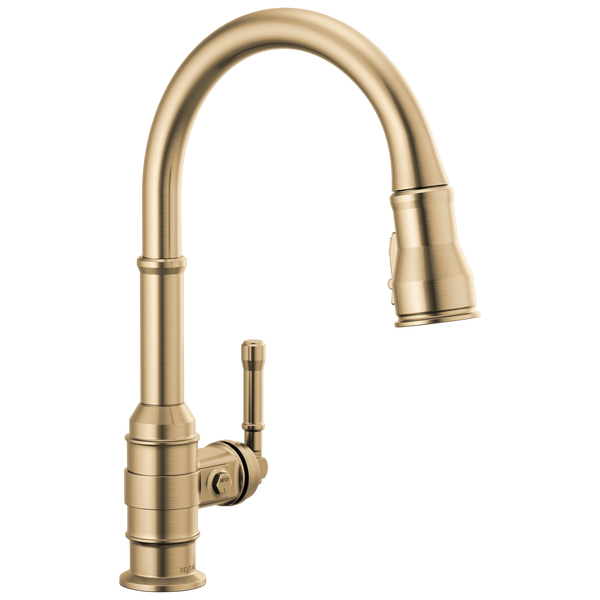 Delta Broderick: Single Handle Pull-Down Kitchen Faucet - / Curve w/o Tab - D6 / St