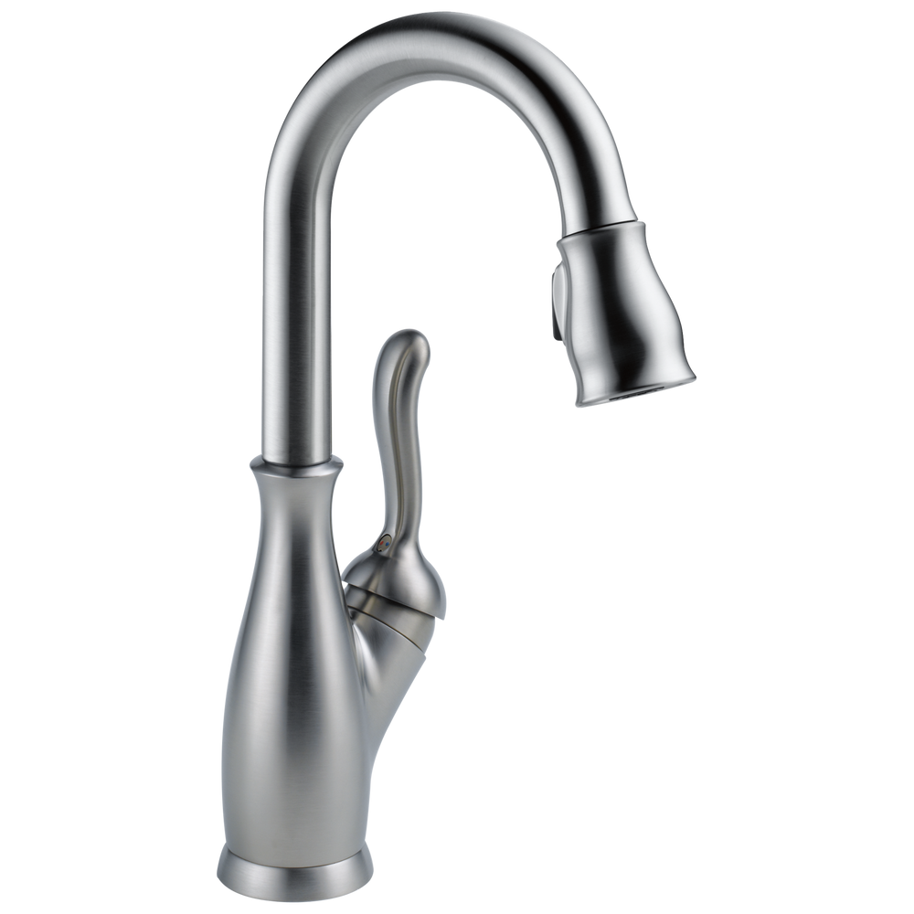 Delta Leland: Single Handle Pull-Down Bar / Prep Faucet - / Curve w/o Tab - D6 / St