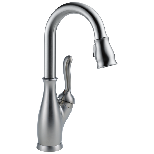 Delta Leland: Single Handle Pull-Down Bar / Prep Faucet - / Curve w/o Tab - D6 / St