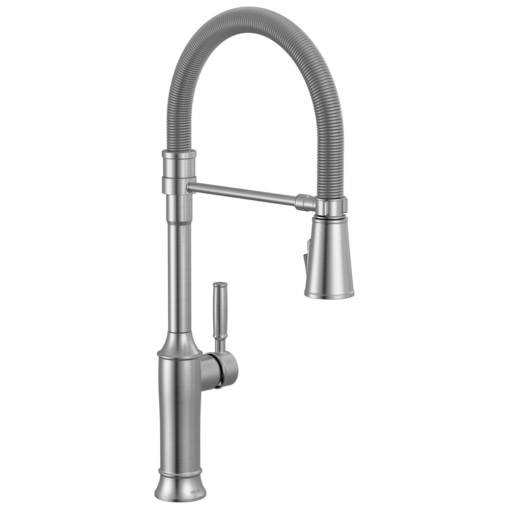 Delta Renaldi: Single-Handle Pull-Down Spring Kitchen Faucet - Lumicoat Arctic Stainless / Curve w/o