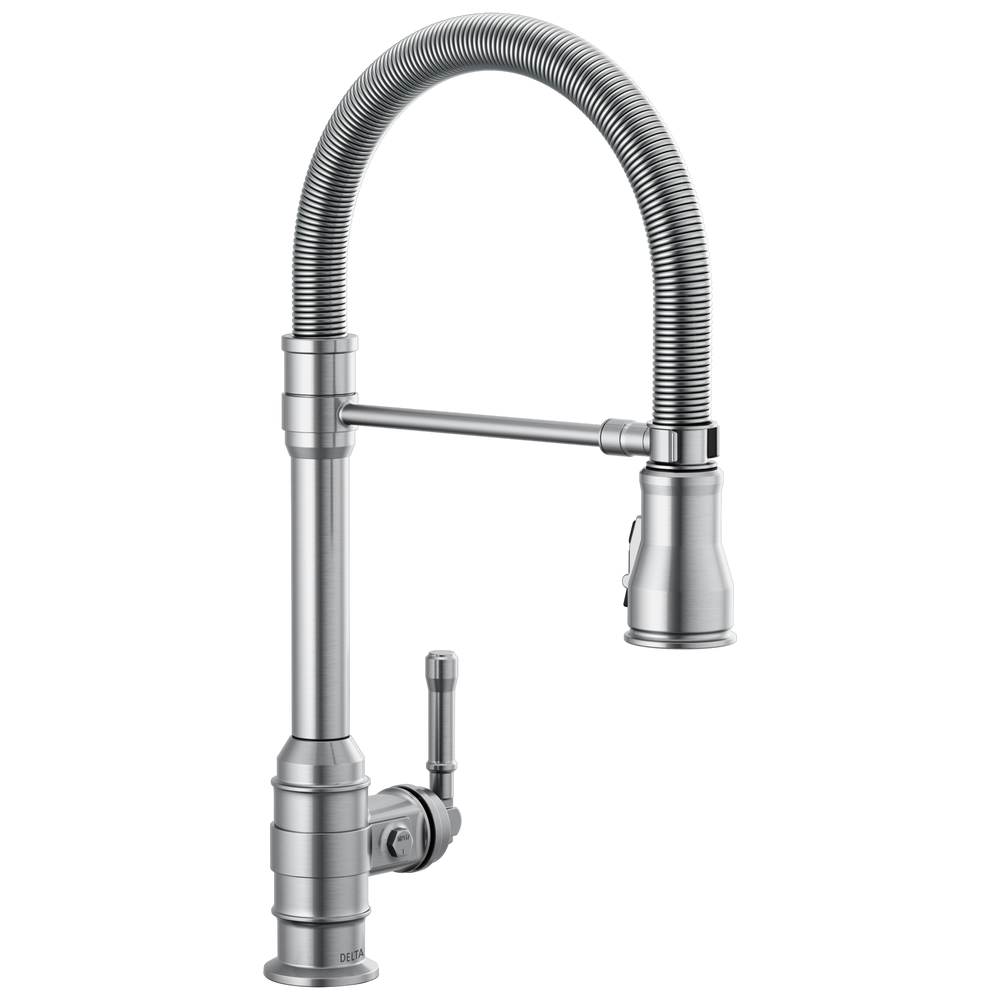Delta Broderick: Single Handle Pull-Down Kitchen Faucet With Spring Spout - / Curve