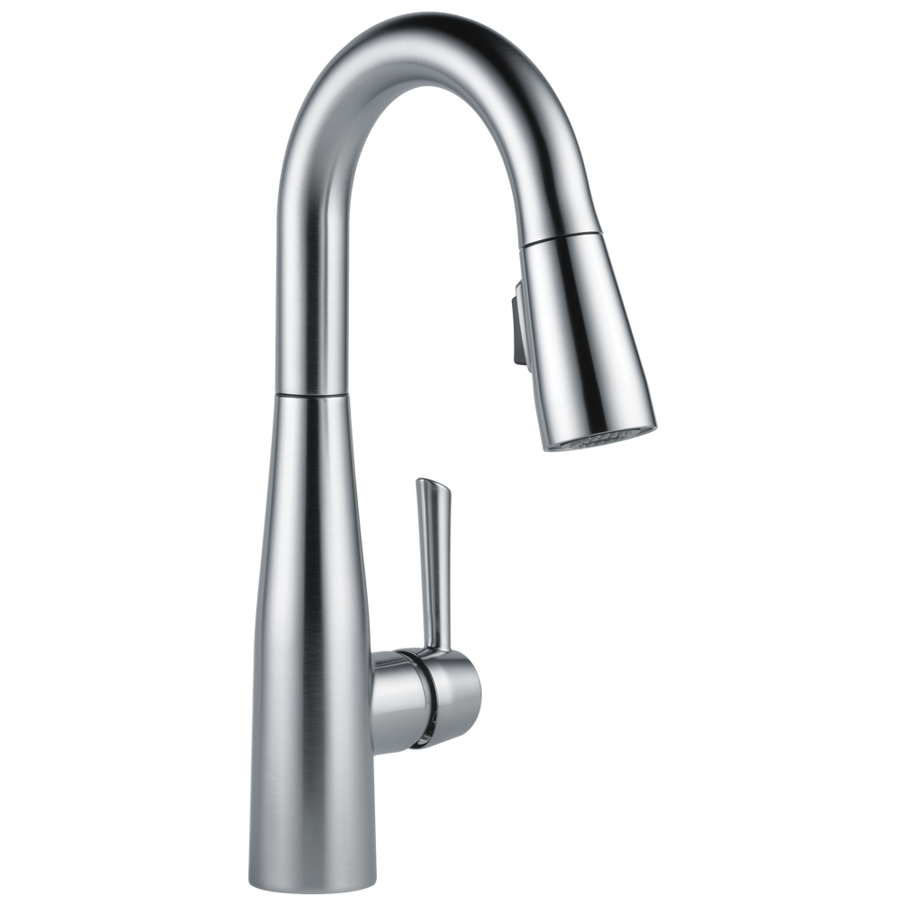 Delta Essa: Single Handle Pull-Down Bar / Prep Faucet - / Curve w/o Tab - D6 / Stan