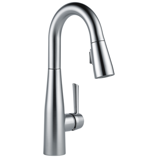 Delta Essa: Single Handle Pull-Down Bar / Prep Faucet - / Curve w/o Tab - D6 / Stan