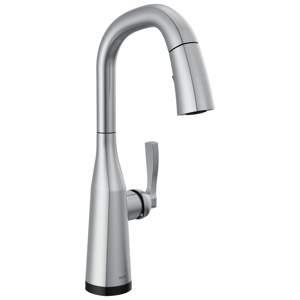 Delta Stryke: Touch2O Bar / Prep Faucet with Touchless Technology - Lumicoat Arctic Stainless / Curv