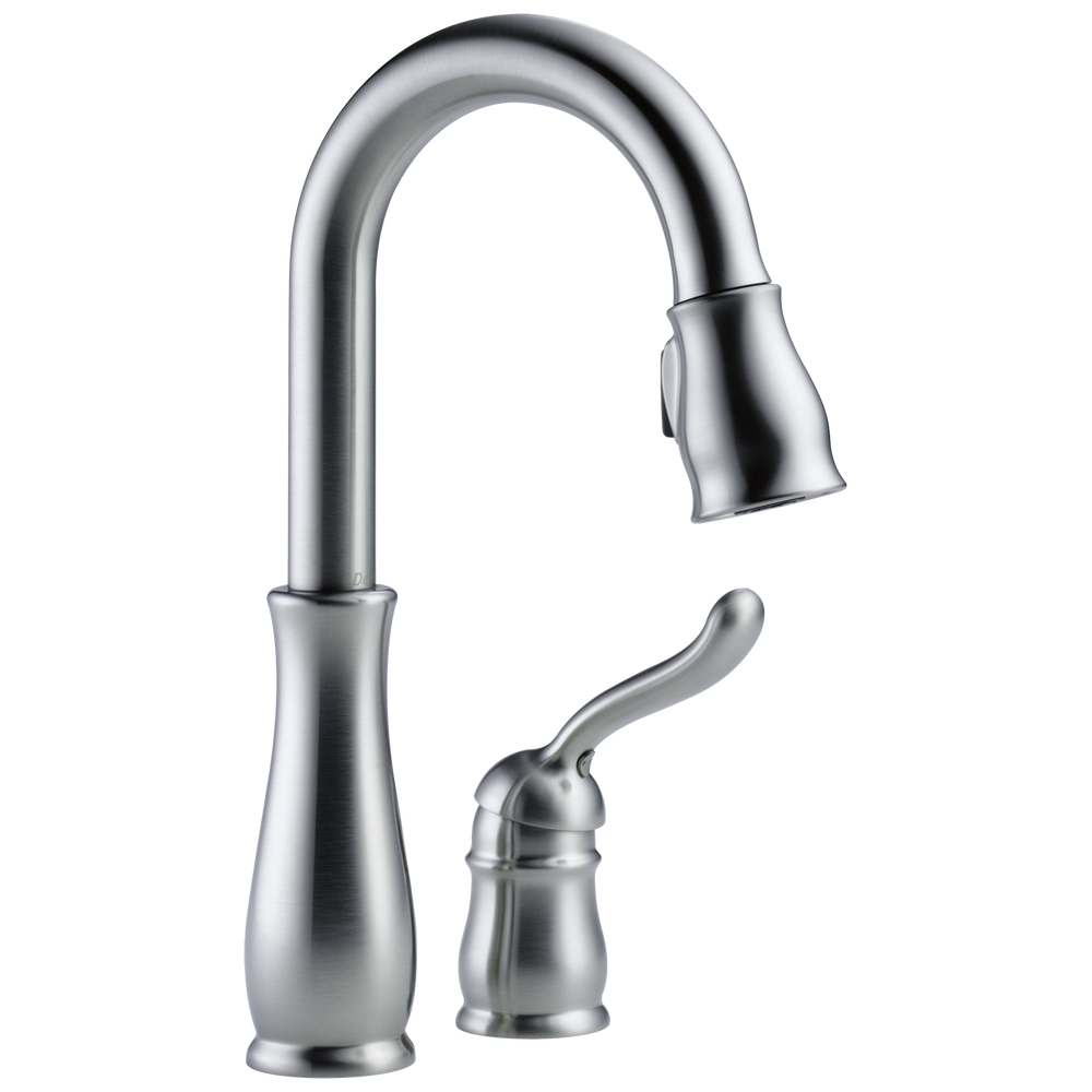 Delta Leland: Single Handle Pull-Down Bar / Prep Faucet - / Curve w/o Tab - D6 / St