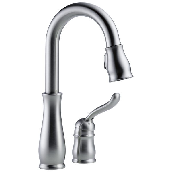 Delta Leland: Single Handle Pull-Down Bar / Prep Faucet - / Curve w/o Tab - D6 / St