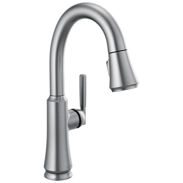 Delta Coranto: Single Handle Pull-Down Bar/Prep Faucet - / Curve w/o Tab - D6 / Sta