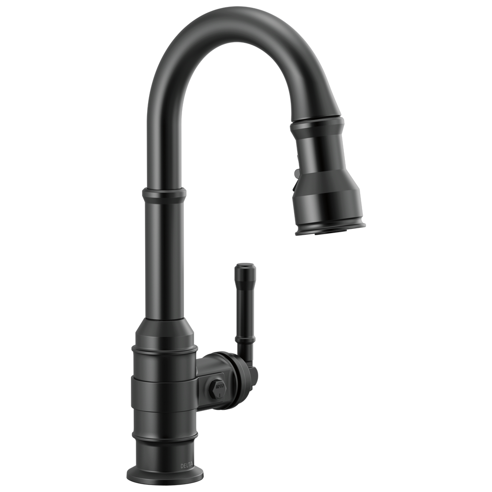 Delta Broderick: Single Handle Pull-Down Bar/Prep Faucet - / Curve w/o Tab - D6 / Standa