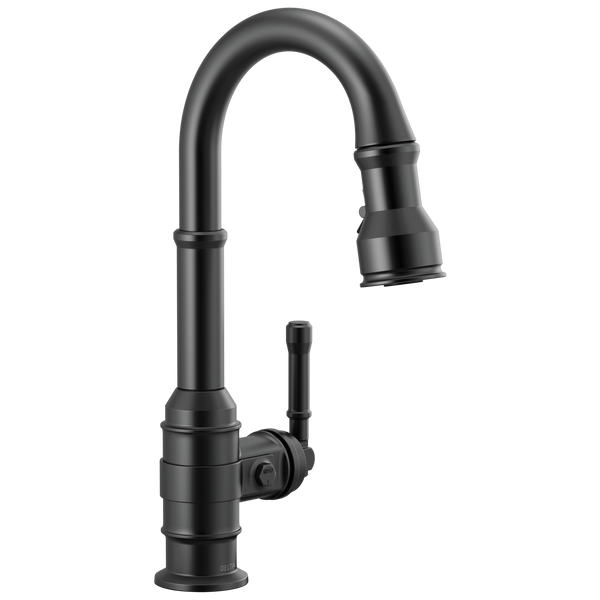 Delta Broderick: Single Handle Pull-Down Bar/Prep Faucet - / Curve w/o Tab - D6 / Standa